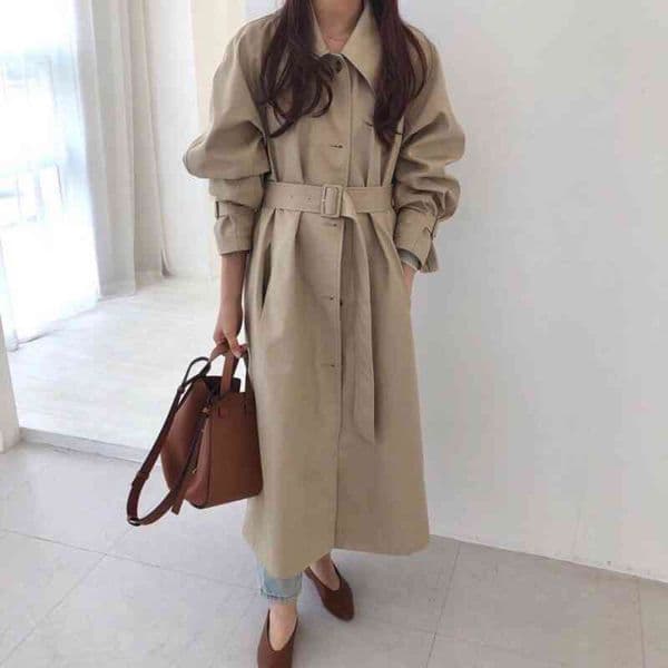 Minimalist Trench Women Khaki Vintage All Match Retro Elegant OL Overcoat Chic Loose Windbreaker Coats 210421