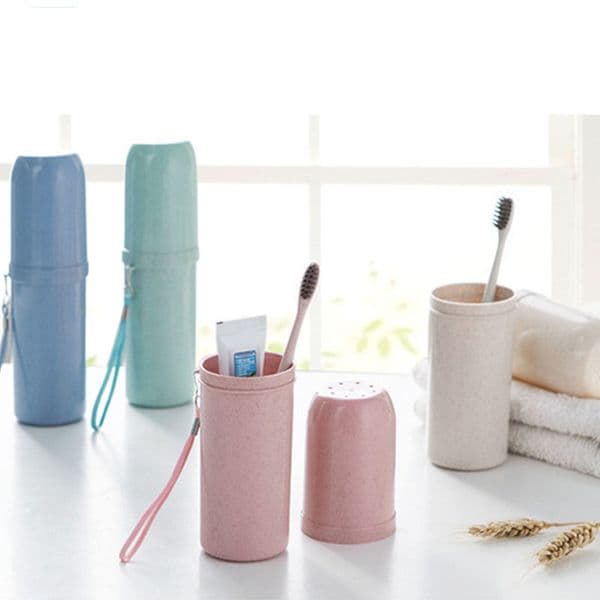 1pcs Toothpaste Holder Cups Portable Travel Supplies Dual Use Tooth Mug Wheat Straw Eco-friendly Toothbrush Cup Bathroom Tool