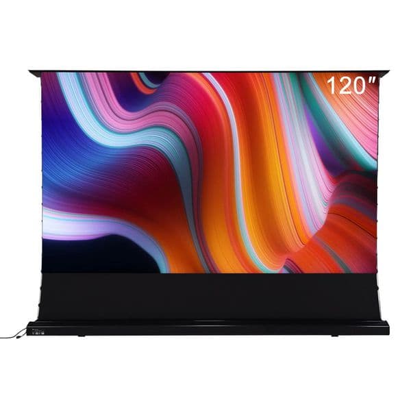 120 inch motorized floor rising projection screen perforated Transparent Acoustically white cinema projector screen
