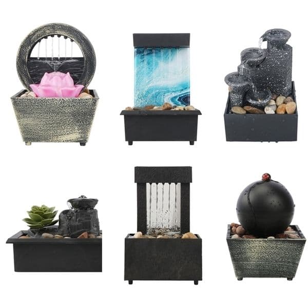 Waterfall Fountain Scene Tabletop Decorative Feng Shui Meditation Mini for Home Decor 211108