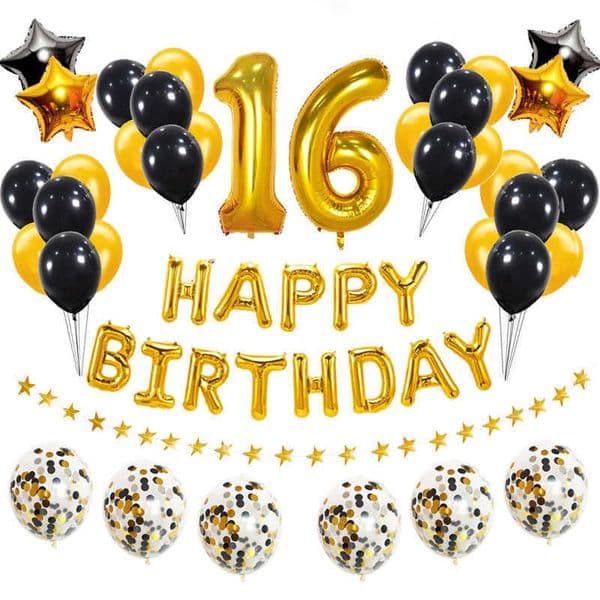 38Pcs Happy Birthday Sweet 16 Party Decorations Balloons Number 16Th Years Old Boy Girl Sixteen 61Th 61 Anniversary Supplies 210626 B2
