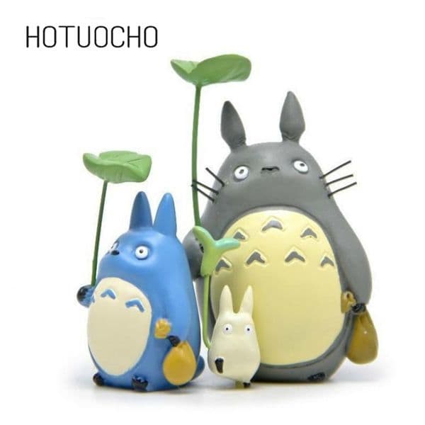 3pcs/set Cute Diy Resin Totoro Doll Landscape Miniature Figurines Kawaii Cartoon Animal Garden Toy Kid Gifts 211105