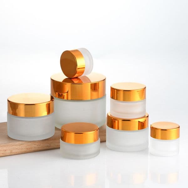 Wholesale Frost Glass Cream Jar Bottle 10G 20G 30G 1Oz Empty Container Cosmetic Jars With Black Gold Lid B2