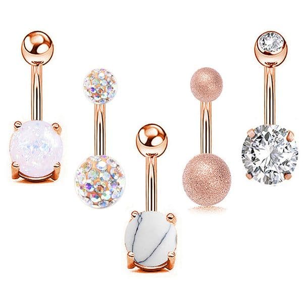 Stainless Steel Exquisite Belly Ring with Opal u0026 Turquoise Gemstones - Durable Navel Accessory for Women Fashionable Style Bulk Jewelry Q260529