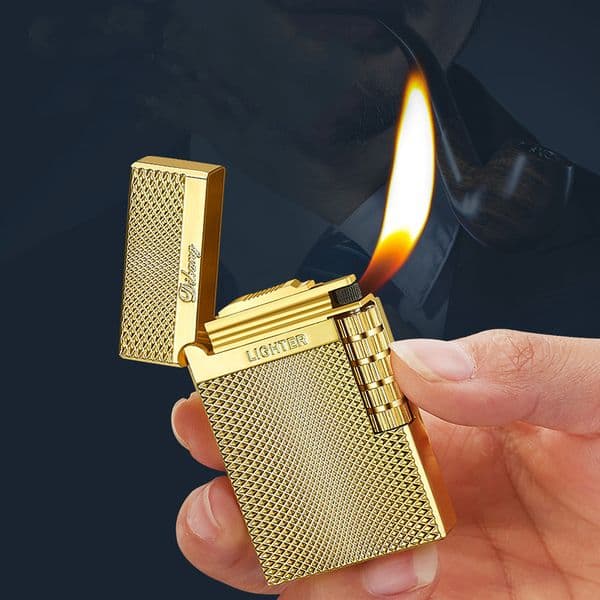 New Oblique Tobacco Pipe Flint Lighter Jet Ping Sound Windproof Butane Gas Inflatable Lighter Free Fire Metal Cigar Cigarette Lighter Smoking Gift Gadgets