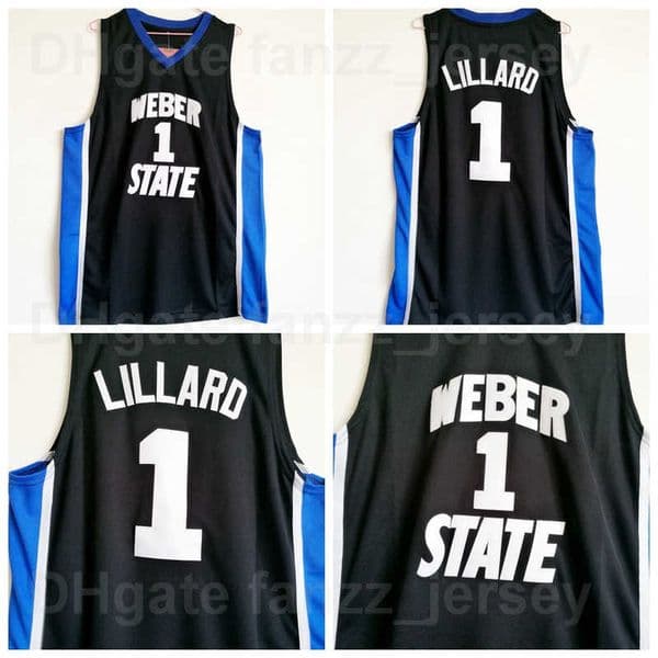 NCAA Basketball Weber State Damian Lillard College Jersey 0 Men University Black Team Color Breathable Shirt For Sport Fans Pure Cotton Excellent Quality On Sale