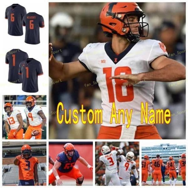 NCAA College Jerseys Illinois Fighting Illini 8 MJ Rivers II 80 Edwin Carter 85 Whitney Mercilus 86 Donny Navarro Custom Football Stitched