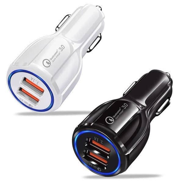QC 3.0 Quick Car charger Dual usb ports 6A Power adapter fast adaptive cars chargers for huawei xiaomi iphone 12 mini samsung s8 note 8 gps tablet
