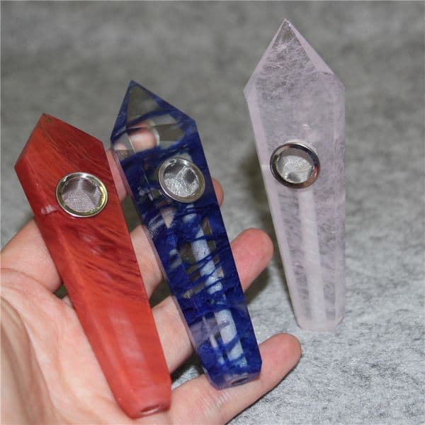 Natura Smoking Gemstone Mineral Hand pipe Healing Crystal Stone pipes Tobacco Quartz banger bong Tower