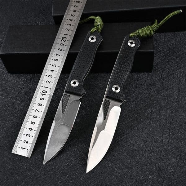 High Quality Survival Straight Knife folding knife D2 Steel Black/White Stone Wash Drop Point Blade Full Tang G10 Handle Fixed Knives With Kydex