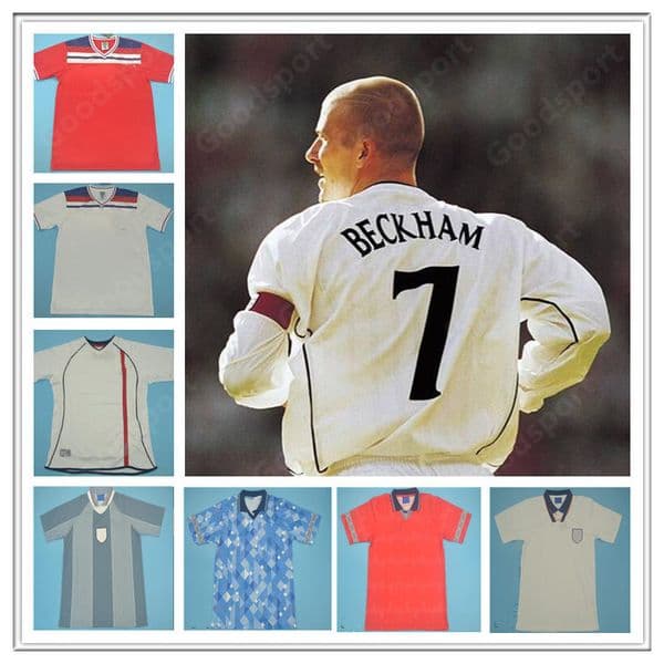 Retro 82 98 02 94 88 89 90 92 06 English Soccer Jersey Shearer Gascoigne Lineker Shilton Gerrard Lampard Scholes Owen Keegan Jordi