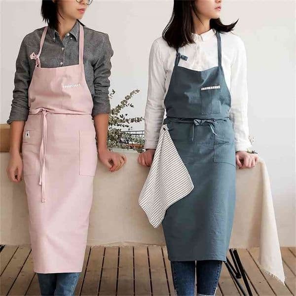 Nordic Wind Adult Unisex Cotton Long Apron Bib Coffee Shops and Flower Work Cleaning Aprons for Woman 210629