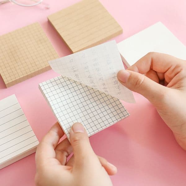 Blank Self-adhesive Sticky Note 80 Sheets/Pack Self Stick Notes Horizontal Line Checkered Memo Bookmarks Notepads Writing Pads Scheduler Stickers Paper HY0043