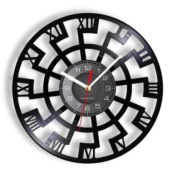 2026 cologne Black Occult Symbol Viking Vinyl Record Schwarze Sonne Sun Wheel perfume Esoteric Wall Art Clock Norse Home Decor Watch X0726 Free Shipping