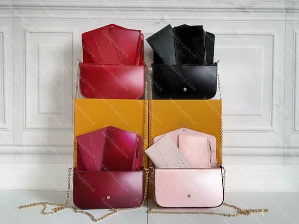 Designers bag Patent leather Embossed Flower 3 pcs set Women Shoulder Bags Luxurys Handbags Messenger Chain Strap Cross Body Ladies Flap Purse wallet Coat of paint