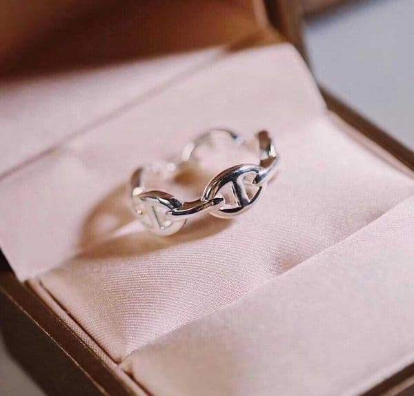 S925 silver punk band ring hollow design in platinum color for women wedding jewelry gift have stamp