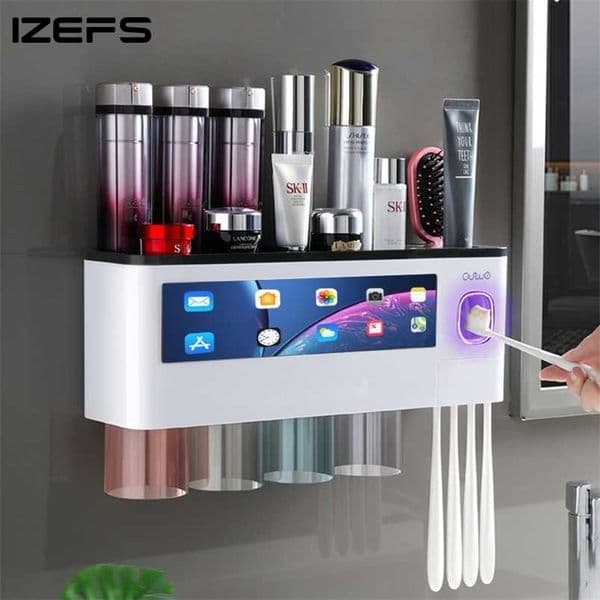 2026 Magnetic Toothbrush Holder Storage Shelf cologne For Restroom Home Auto Toothpaste Squeezer perfume Dispenser WC Bathroom Accessories 211130 Free Shipping