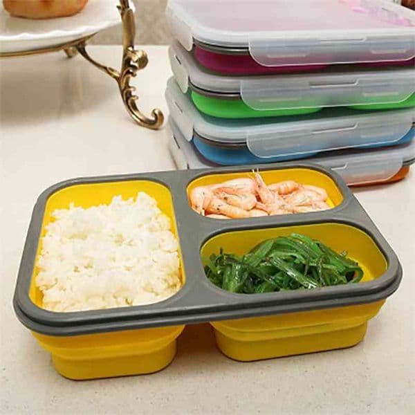 1100ml Silicone Collapsible Portable Bento Box Large Capacity Bowl Environmental 210423