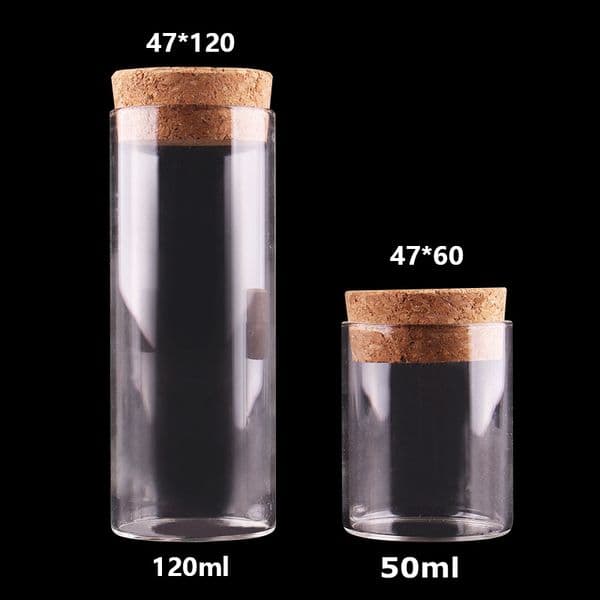 10pcs 50ml 120ml Glass Test Tube with Cork Stopper Bottles Jars Vials Container DIY Craft 210330