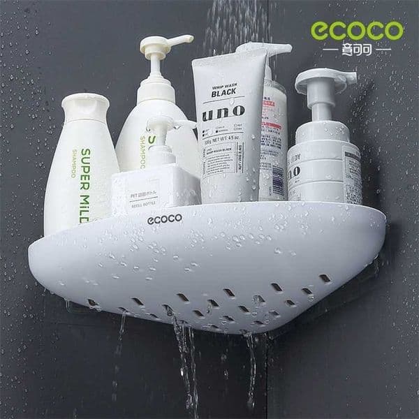 ECOCO Bathroom Storage Shelf Shower Snap Up Corner Shampoo Holder Basket Wall Shelves for Shelving Kitchen 211112