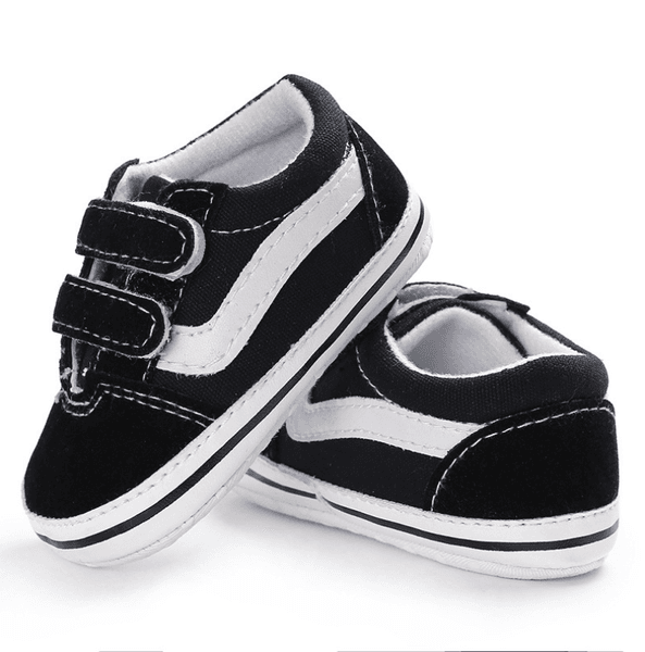 Newborn Baby Girl Boy Soft Sole Shoe Anti Slip Canvas Sneaker Trainers Prewalker Black White 0-18M First Walker Shoes