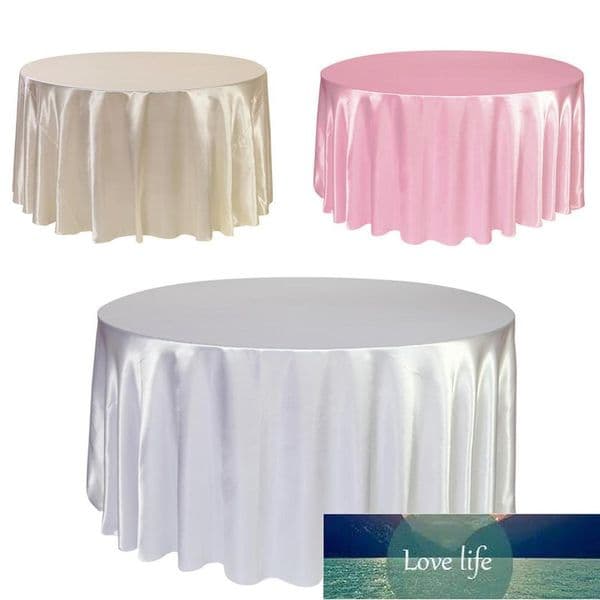 1pcs Satin Tablecloth White Black Solid Color For Wedding Birthday Party Table Cover Round Table Cloth Home Decor Factory price expert design Quality Latest