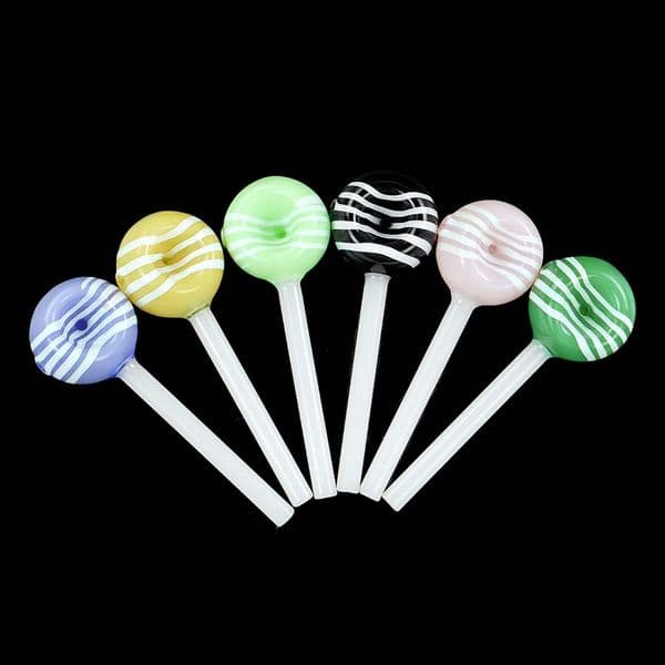 3.9'' Oil Burner Pipes Thick Lollipop Smoking Hand spoon Pipe Tobacco Dry Herb For Silicone Bong Glass Bubbler