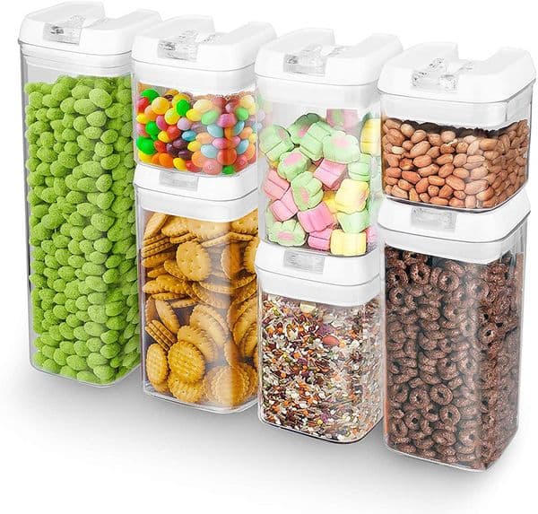 7Pcs/lot Food Storage Container Plastic Kitchen Refrigerator Noodle Box Multigrain Moisture-proof Tank Transparent Sealed Cans Snack Boxes HY0079