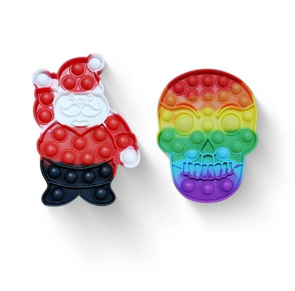 Christmas Halloween Fidget Toys Push Bubbles Puzzle Sensory Santa Claus Rainbow Skull Children's Wisdom Bubble Toy Party Gifts Decoration