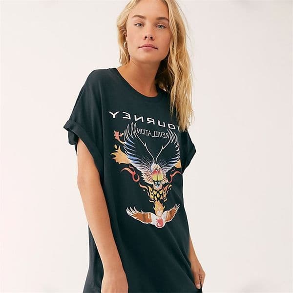 Vintage Letter Patchwork Long T Shirt Midi Dress Spring O Neck Contrast Color Tee Casual Streetwear Loose T Dress 210419