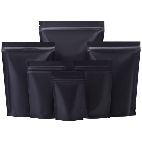 wholesale 9 Size Matte Black Smell Proof Stand Up Resealable Mylar Bags Foil Pouch Double-Sided Self seal Bag Wholesale LX4225
