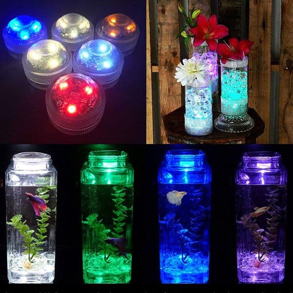 10Pcs Submersible LED Light with Remote Full Waterproof Pool Lights Color Changing Underwater Lighting for Ponds Vase Aquarium free ship D2.5