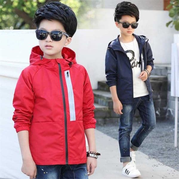 spring jacket for boys 4-15T children long sleeve hooded active windbreaker teenage clothes big sport coat outwear top 211011