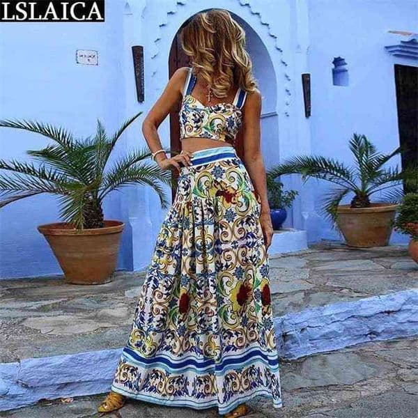 Party Dress Summer Sleeveless Print Bohemian Fashion Elegant Vintage Femme Streetwear Hollow Out Sexy Female 210515