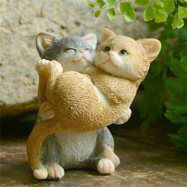 Everyday Collection Cute Kittens Cat Figurine Micro Landscape Ornaments Decorative Figurines Garden Desk Deco Home Decoration 211108