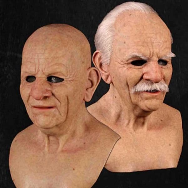 Old Man Scary Mask Cos Full Head Latex Halloween Funny Party Helmet Real s G0910315H