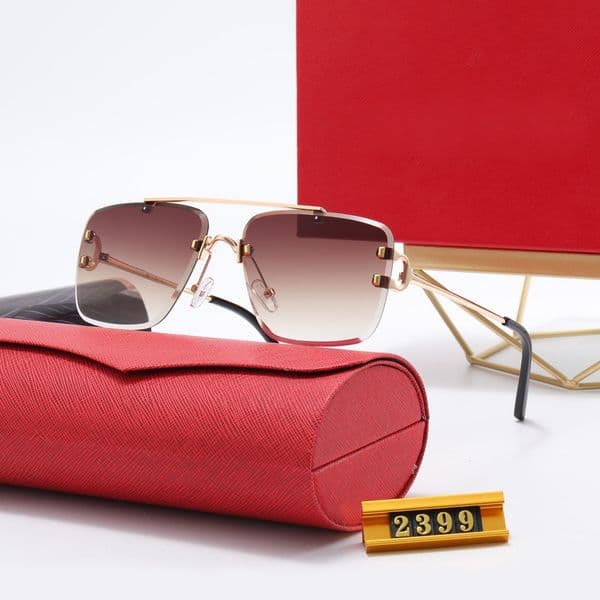 Luxury Designer Sunglasses Woman Eyeglasses Vintage Frames Black Metal Temples Half Semi Rimless Rectangular Sun Glasses Shape for Men Woman Eyewear Accessories