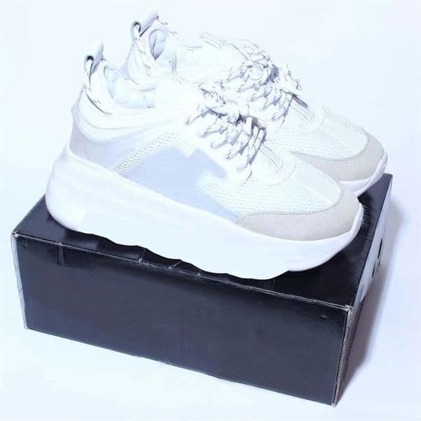 CHAIN REACTION Casual Shoes Designer Sneakers Men Women Platform Sneaker Calfskin Leather Suede Trainers Walking Runner Shoe