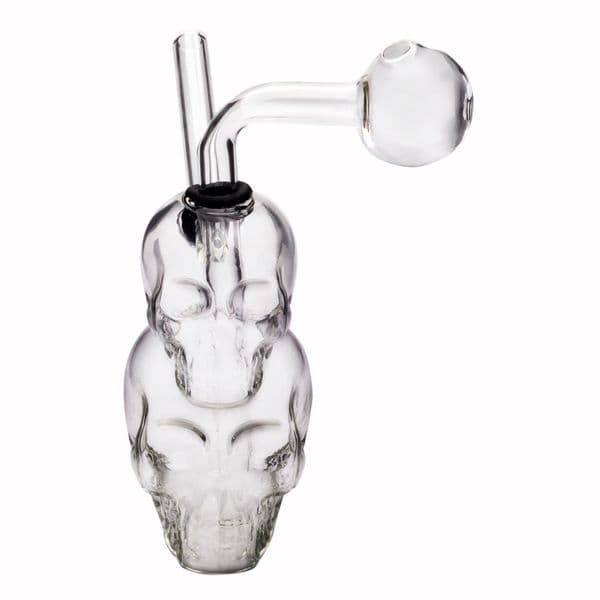 Double Skull Glass Oil Burner Pipe Osgree Smoking accessory Water Pipe Bong