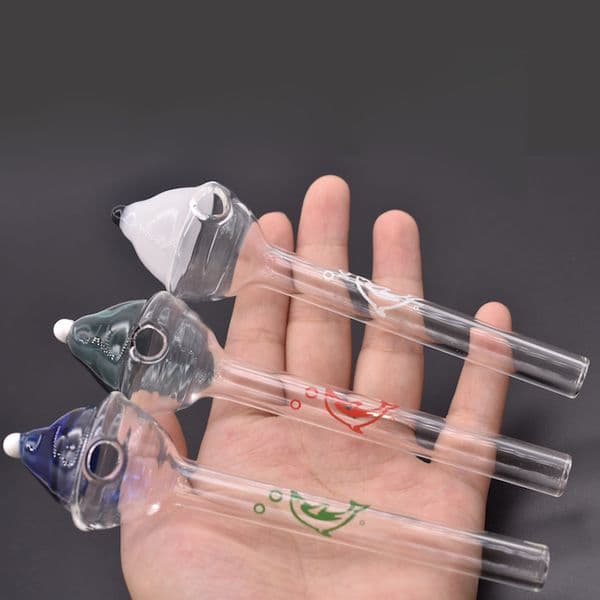 Newest Cap Shape Mini 5.5inch Beautiful Thick colorful Glass Oil Burner pipe Tube Oil Burning pipes with dolphin logo for smoking