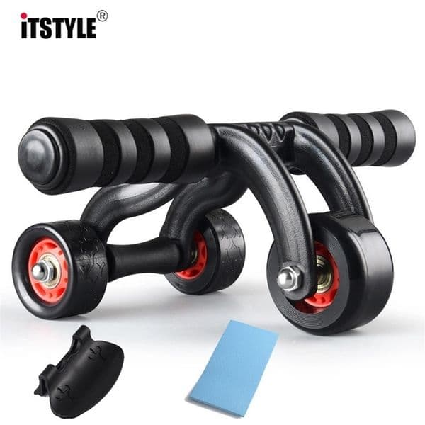ITSTYLE Three Wheels Abdominal Wheel Ab Roller with brake Mat Waist and Abdomen Fitness Exercise Gym Equipment Accessory T200506