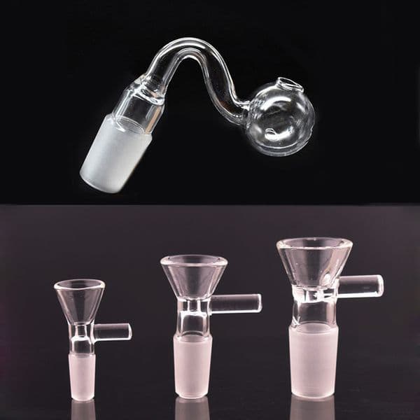 2 Styles Thick Glass Bowl Piece 10mm 14mm 18mm Male Female Glass Oil Burner Pipe Smoking Water Pipe Oil Nail Adapter for Glass Bong Hookah