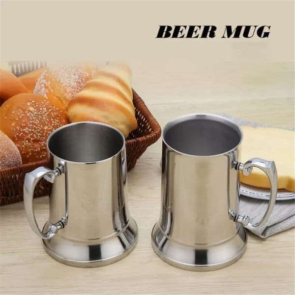 16oz Stainless Steel Tankard Double Wall Beer Mug Cocktail Breakfast Tea Milk Mugs With Handgrip Coffee Cup Bar Tools Drinkware