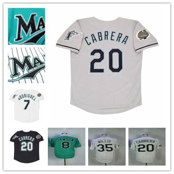 Custom Florida 2003 Retro WS Baseball Jerseys Dontrelle Willis Miguel Cabrera Andre Dawson Ivan Rodriguez Mike Lowell A.J. Burnett Josh Beckett Brad Penny Stitched