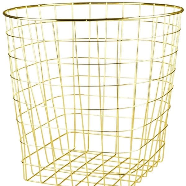 Nordic creative simple gold metal storage basket hamper clothing sundries toys food storage basket home T200224