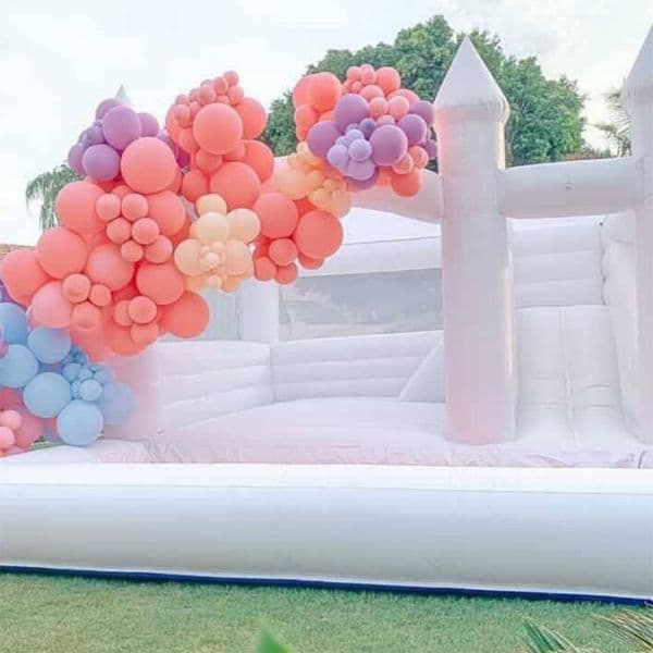 wholesale white Bounce House With Slide inflatable Bouncy Castle Combo wedding jumper Bouncer Moonwalks jumping For Kids audits Commercial included blower free sh