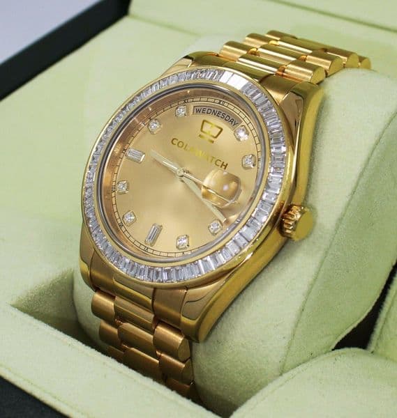 BF watch Box/Papers WATCH Day-Date II -218238 18K Yellow G 4.0CT Baguettes Diamond Bzl automatic mechanical men's Watches