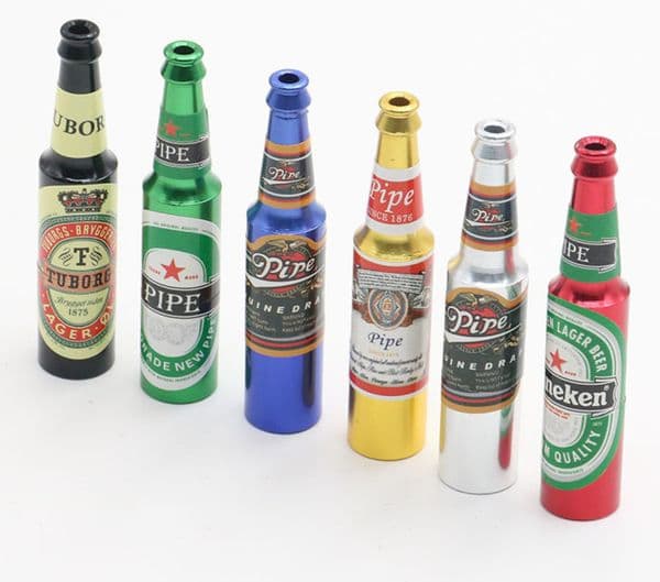 2026 The Latest 6 9Cm Metal Pipe Beer Bottle Smoking perfume Stripe Colorful cologne Style Selection Support Custom LOGO Free Shipping