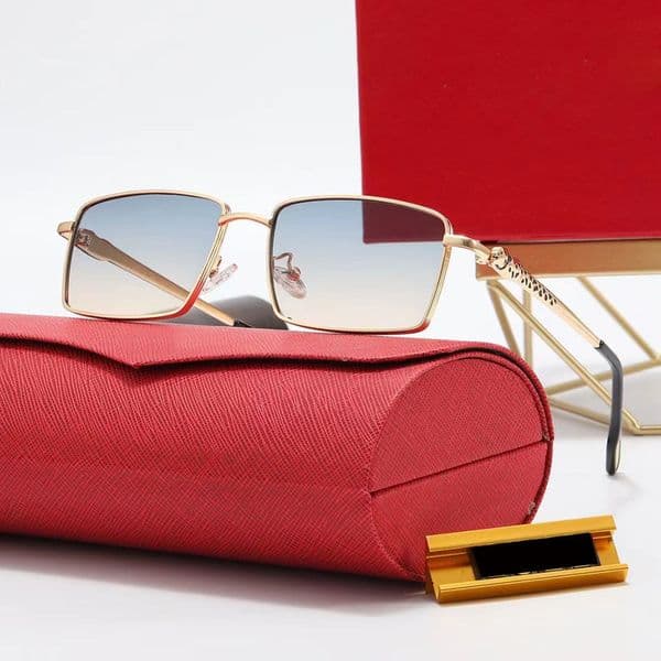 Mens Sunglasses Designer Woman Luxury Sun Glasses Plated Square Frame Brand Retro Polarized Fashion Goggle Occhiali Da Sole Panther 6 Color Optional Eyeglasses