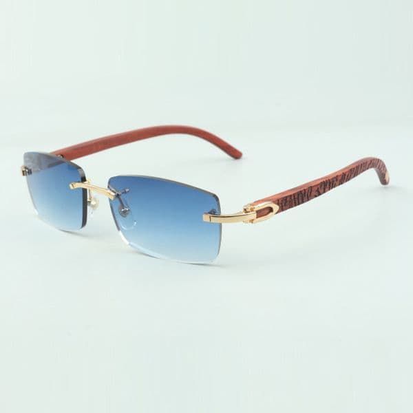 Frameless sunglasses 3524012 with tiger wooden sticks and 56mm lenses for unisex